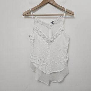 CHARLOTTE RUSSE Women's White Crochet Camisole Tank Blouse Top Size M